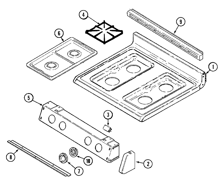TOP ASSEMBLY Diagram and Parts List for ABR3740AGW  Maytag Range