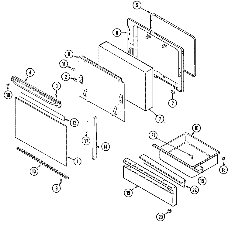 DOOR / DRAWER Diagram and Parts List for CG34300ADT  Crosley Range