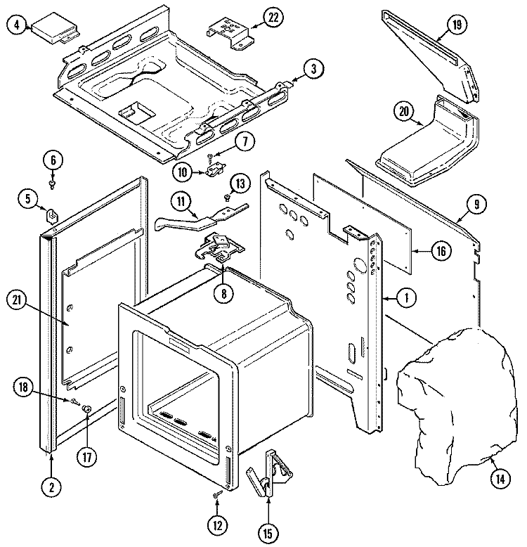BODY Diagram and Parts List for CGR3510ADH  Magic Chef Range