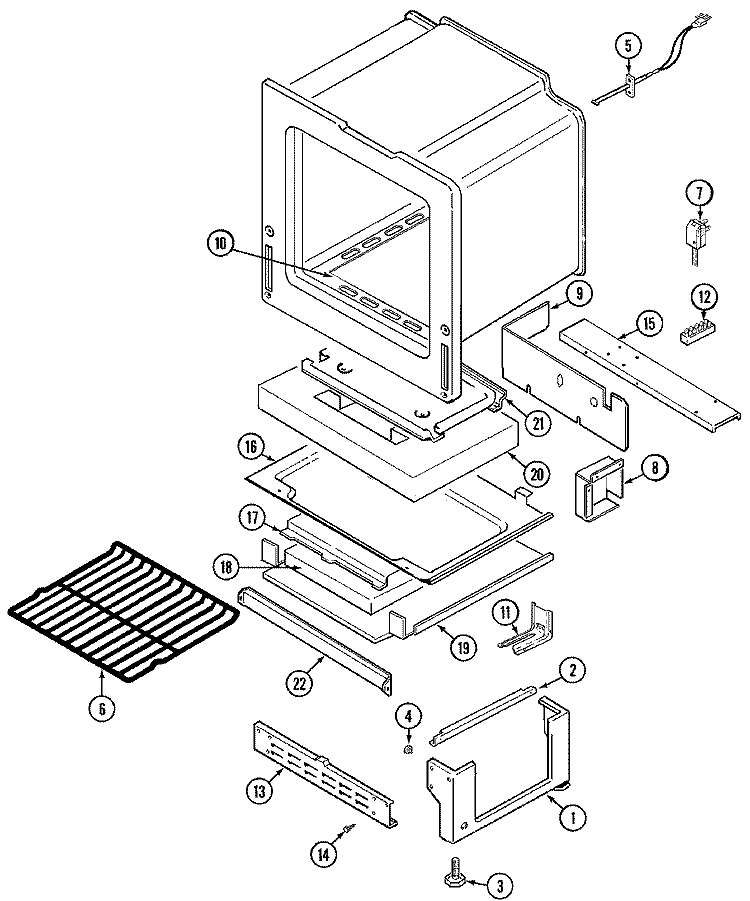 OVEN / BASE Diagram and Parts List for CGR3510ADH  Magic Chef Range