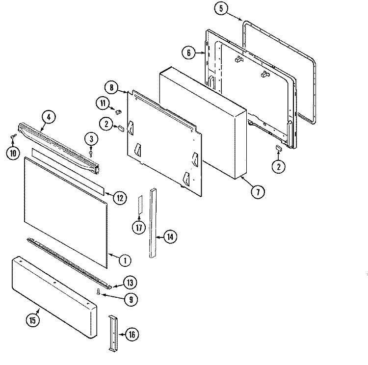 DOOR / DRAWER Diagram and Parts List for CGR3510ADH  Magic Chef Range
