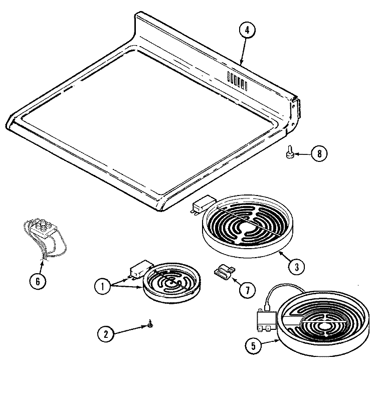 TOP ASSEMBLY Diagram and Parts List for JER8850AAW  Jenn-Air Range