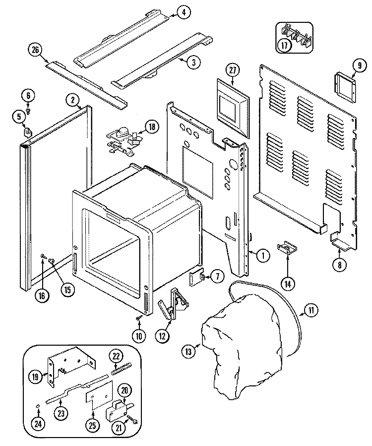 BODY Diagram and Parts List for MER5870AAW  Maytag Range
