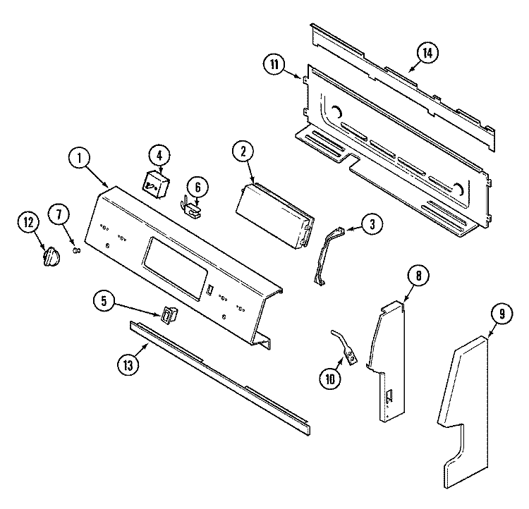 CONTROL PANEL Diagram and Parts List for MER4530AAA  Maytag Range