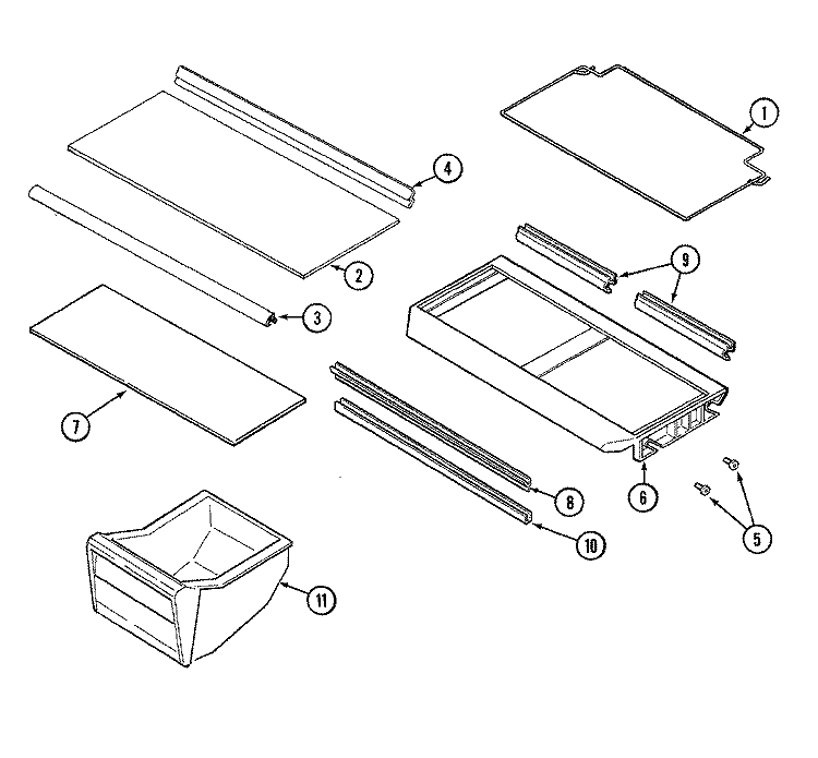 SHELVES & ACCESSORIES Diagram and Parts List for CTM480  Hoover Refrigerator