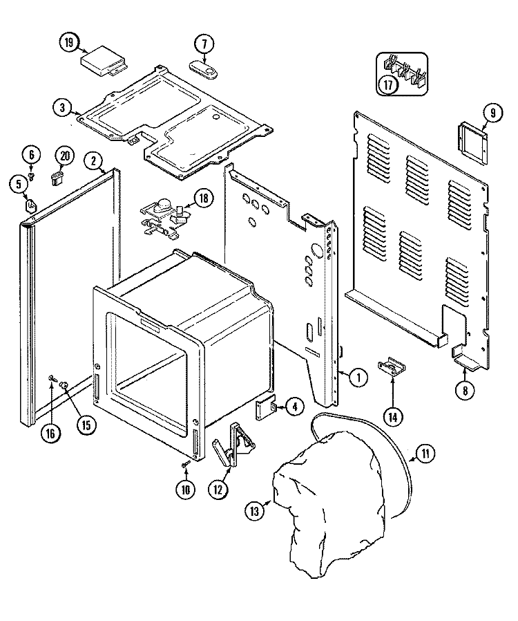 BODY Diagram and Parts List for MER5550AAW  Maytag Range