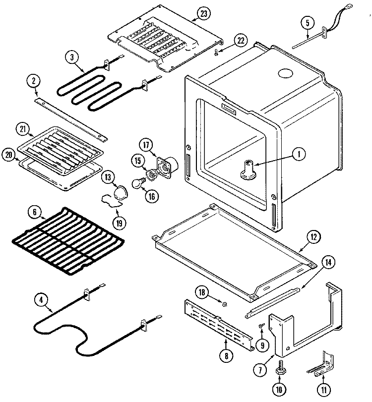 OVEN / BASE Diagram and Parts List for MER5550AAW  Maytag Range