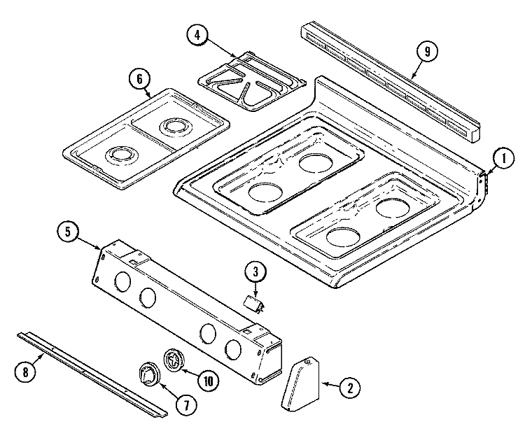 TOP ASSEMBLY Diagram and Parts List for JGR8750ADW  Jenn-Air Range