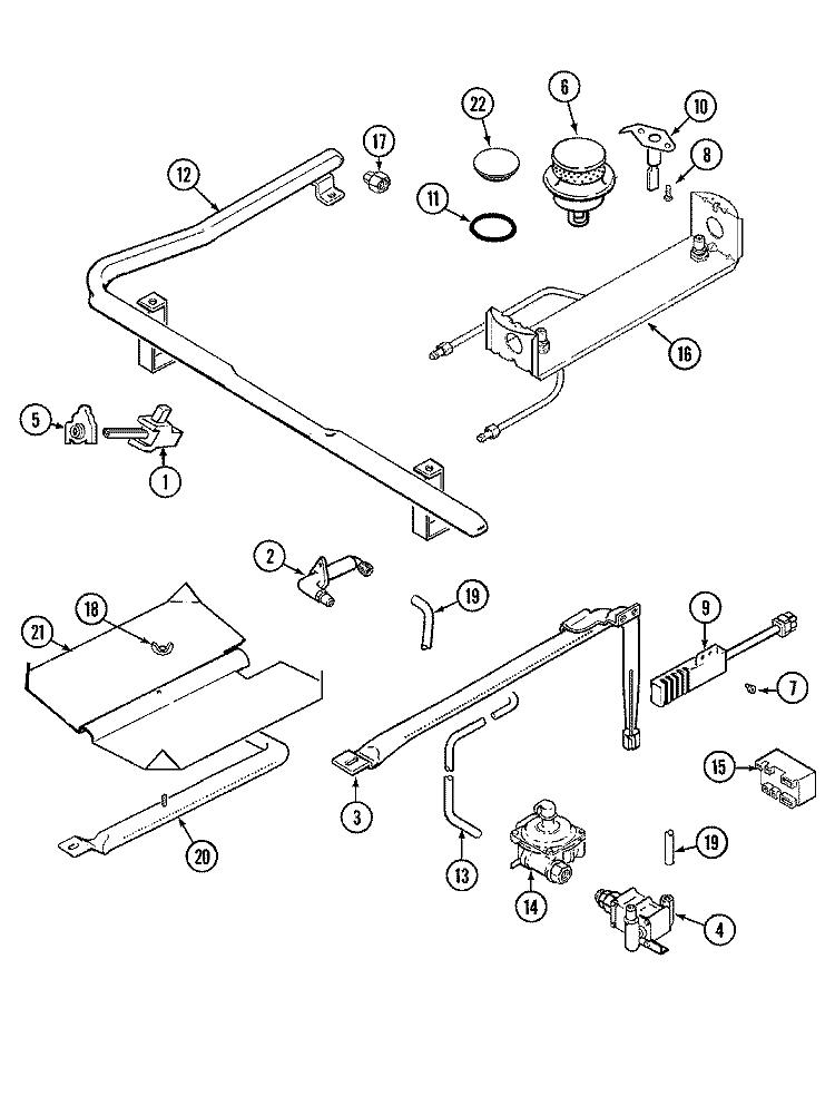 GAS CONTROLS Diagram and Parts List for MBR5750AGW  Maytag Range