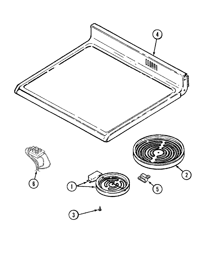 TOP ASSEMBLY Diagram and Parts List for MER5750AAA  Maytag Range