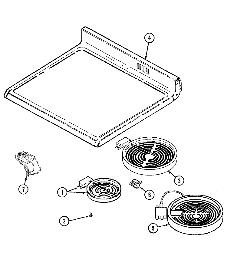 TOP ASSEMBLY Diagram and Parts List for MER5770AAA  Maytag Range