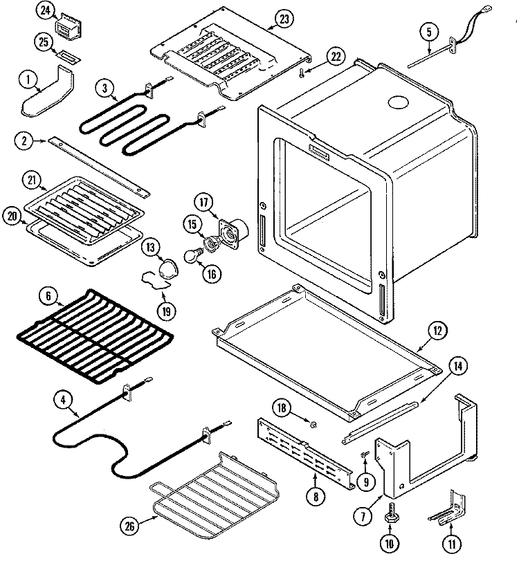 OVEN / BASE Diagram and Parts List for MER5750AAA  Maytag Range