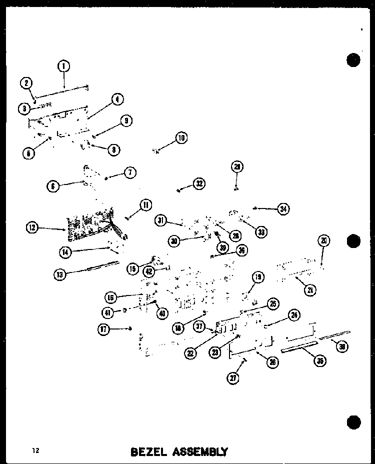 Bezel Assembly Diagram and Parts List for RC-14 P72100-7M Amana Microwave
