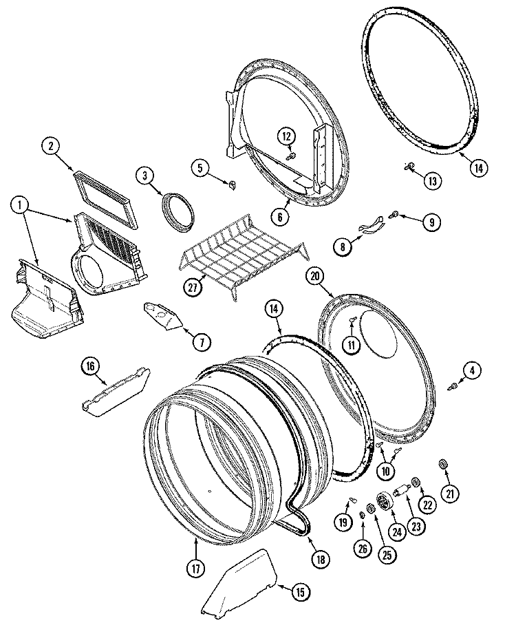 TUMBLER Diagram and Parts List for MDE9206AYA  Maytag Dryer