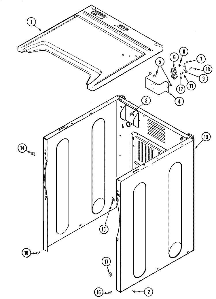 CABINET Diagram and Parts List for MDG9357AWA  Maytag Dryer