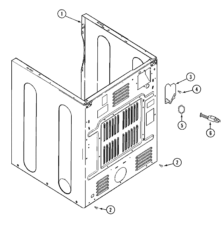 CABINET - REAR Diagram and Parts List for MDE2500AYW  Maytag Dryer