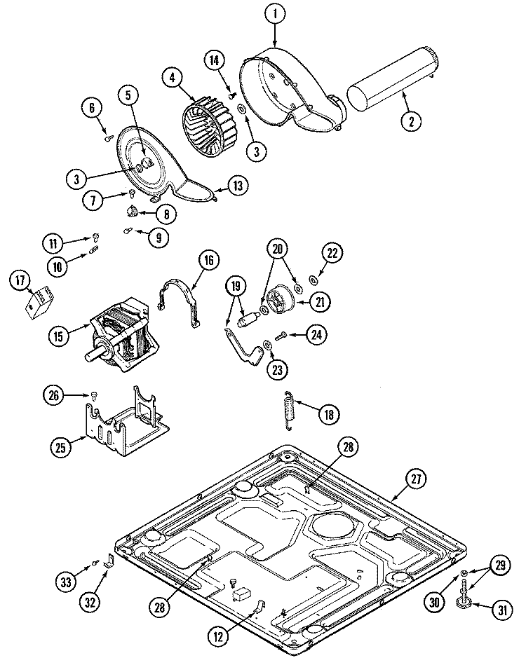 MOTOR DRIVE Diagram and Parts List for MDG9606AWA  Maytag Dryer