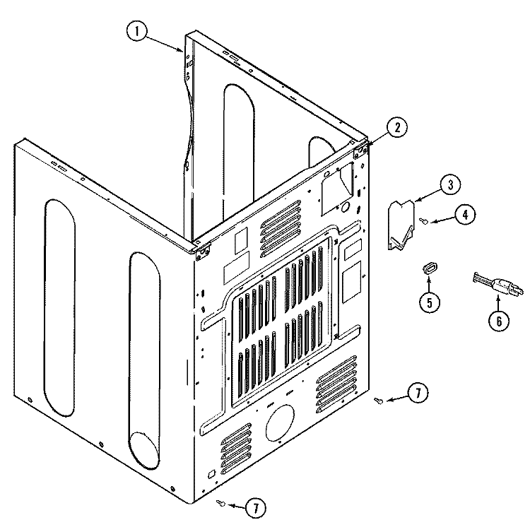 CABINET - REAR Diagram and Parts List for MDG9606AWA  Maytag Dryer