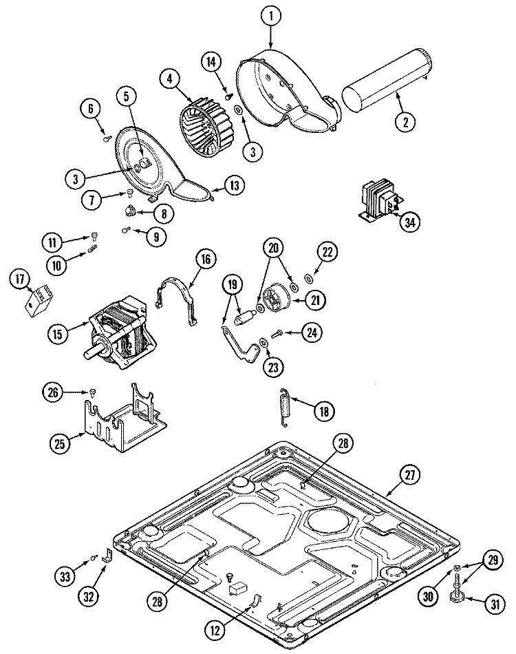 MOTOR DRIVE Diagram and Parts List for MDE3050AGW  Maytag Dryer
