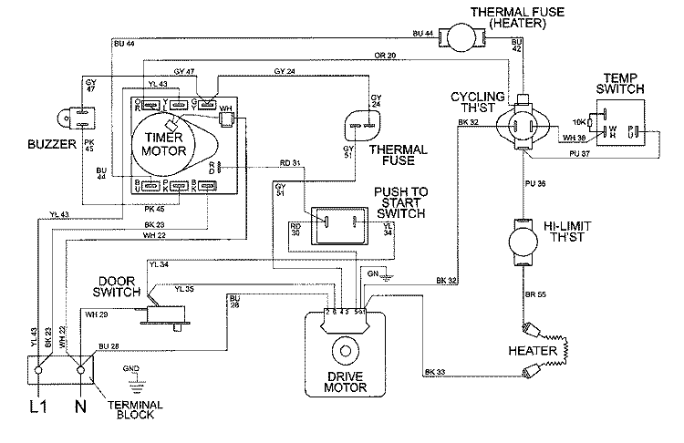 WIRING INFORMATION Diagram and Parts List for MDE3050AGW  Maytag Dryer