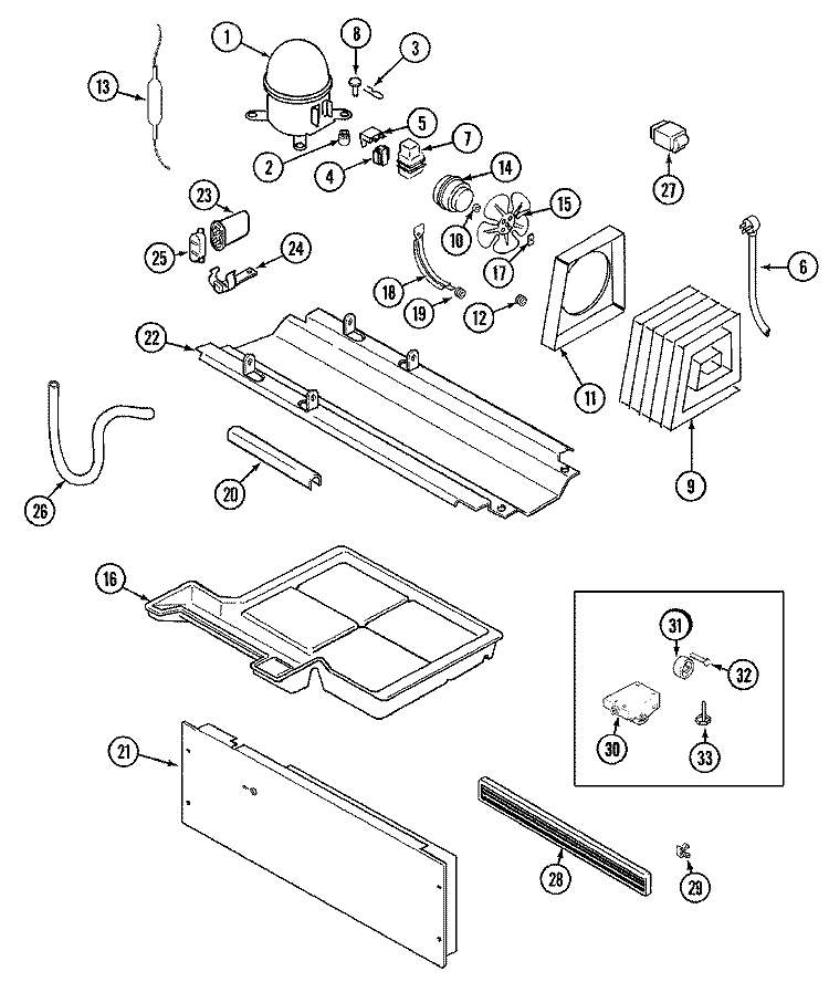 COMPRESSOR Diagram and Parts List for GT1787PKCW  Maytag Refrigerator