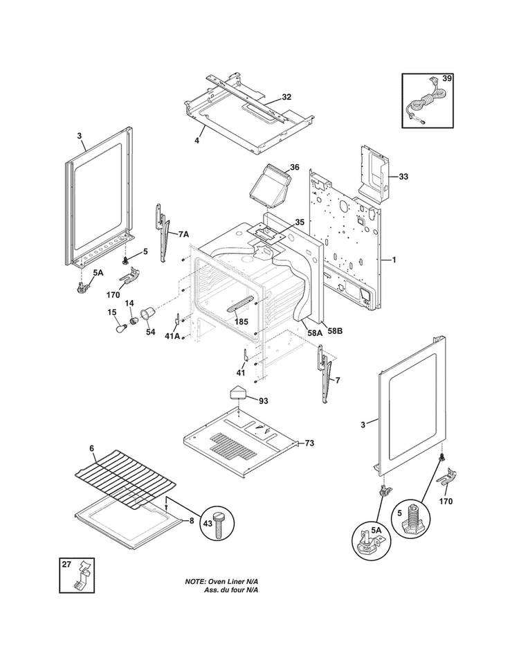 Body Diagram and Parts List for CRG3120PWA  Crosley Range