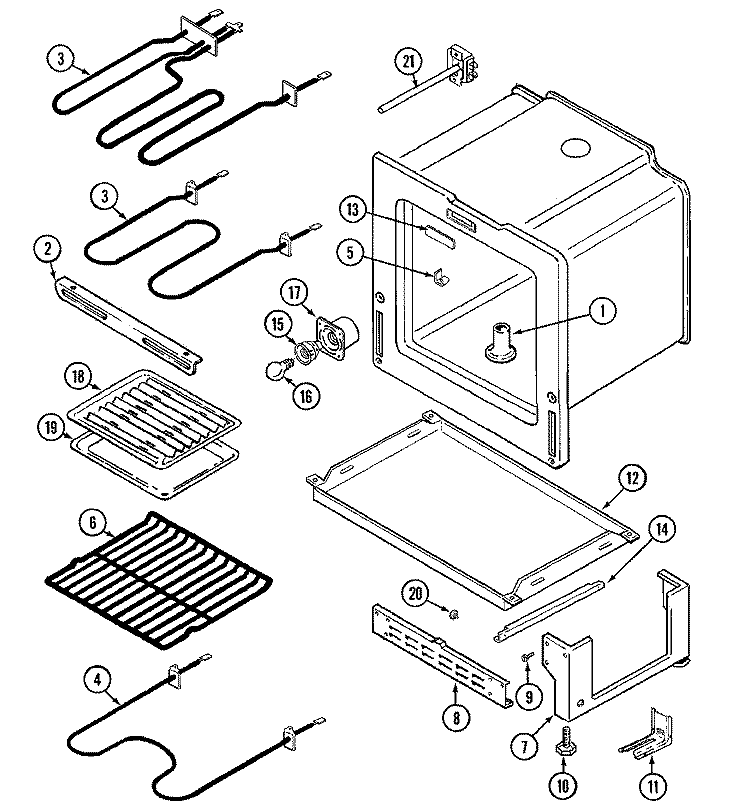 OVEN / BASE (CER1360AGW) Diagram and Parts List for CER1360AGW  Magic Chef Range