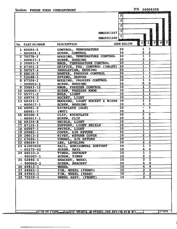 Fresh Food Compartment Page 2 Diagram and Parts List for 501340  Admiral Refrigerator