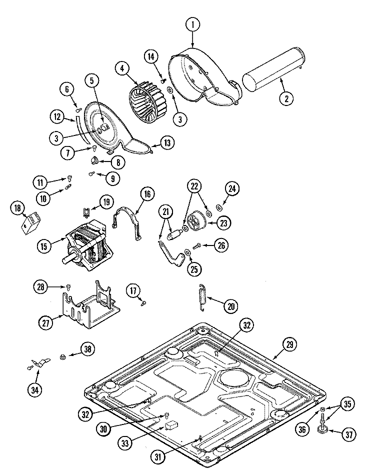 MOTOR DRIVE Diagram and Parts List for MHE15MNAGW  International Dryer