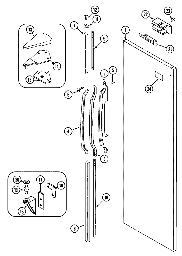FRESH FOOD OUTER DOOR Diagram and Parts List for RSBS22D010  Admiral Refrigerator