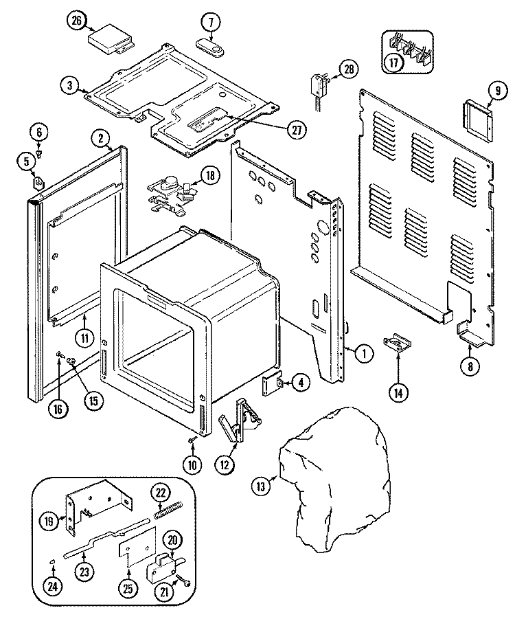 BODY Diagram and Parts List for JER8550ACW  Jenn-Air Range