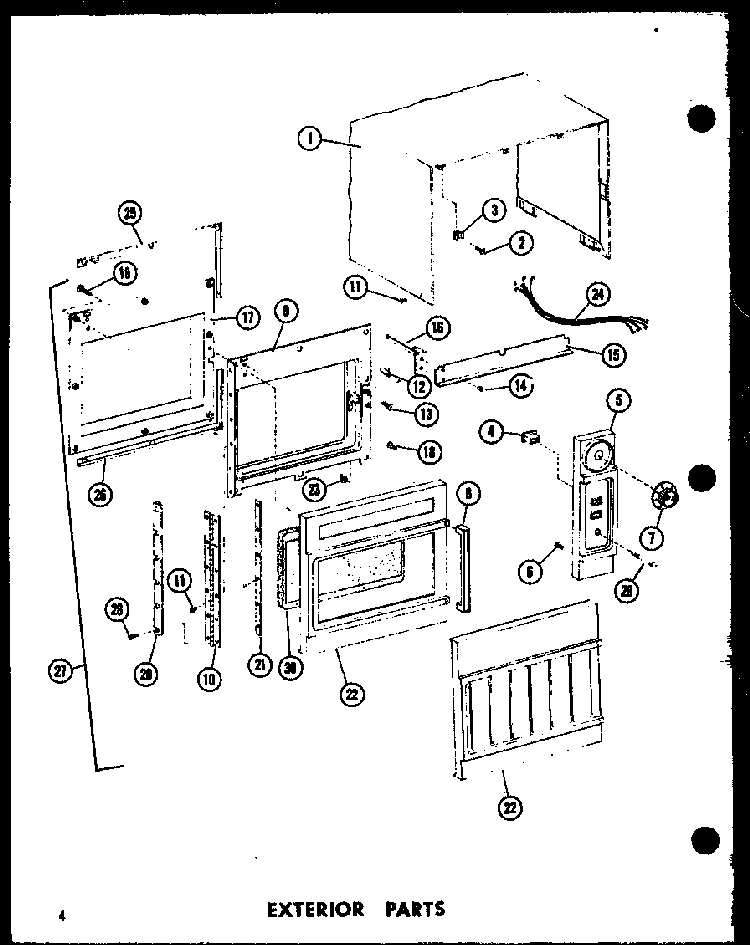 Exterior Parts Diagram and Parts List for ML-3 P72909-3M Amana Microwave