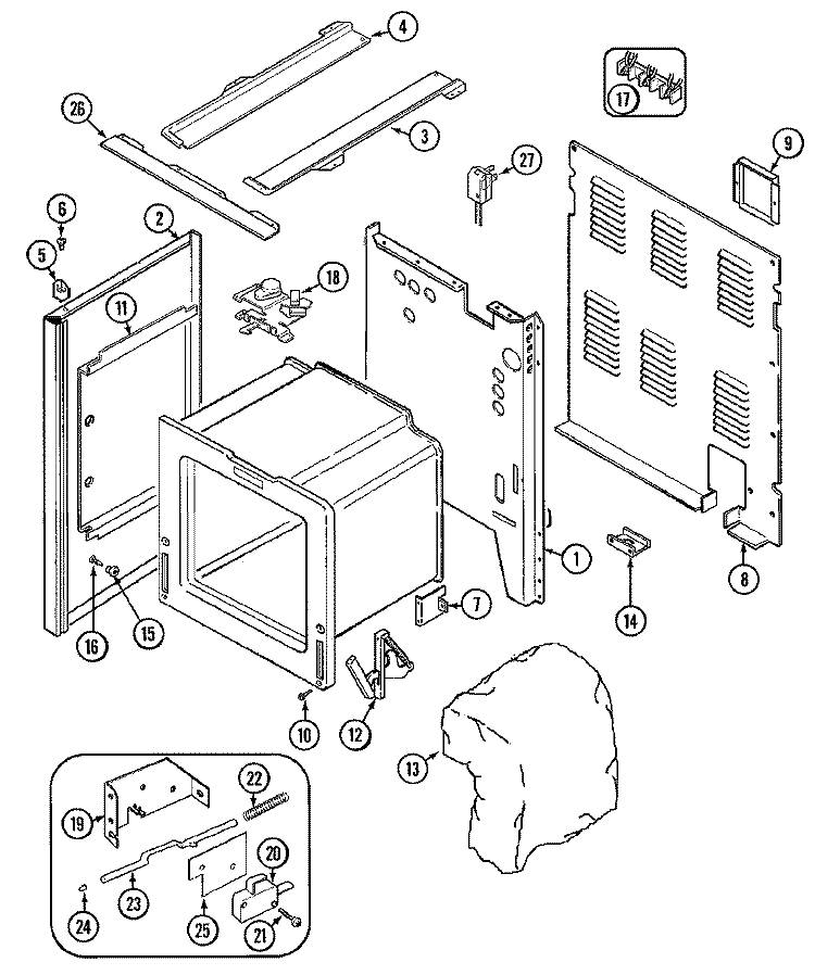 BODY Diagram and Parts List for JER8750ACW  Jenn-Air Range