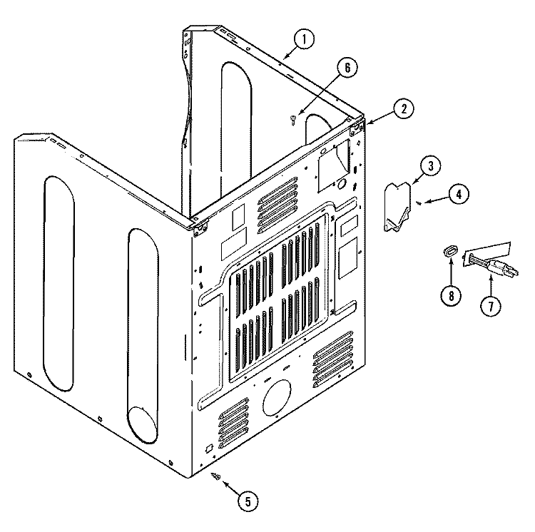 CABINET - REAR Diagram and Parts List for MHE15MNAGW  International Dryer