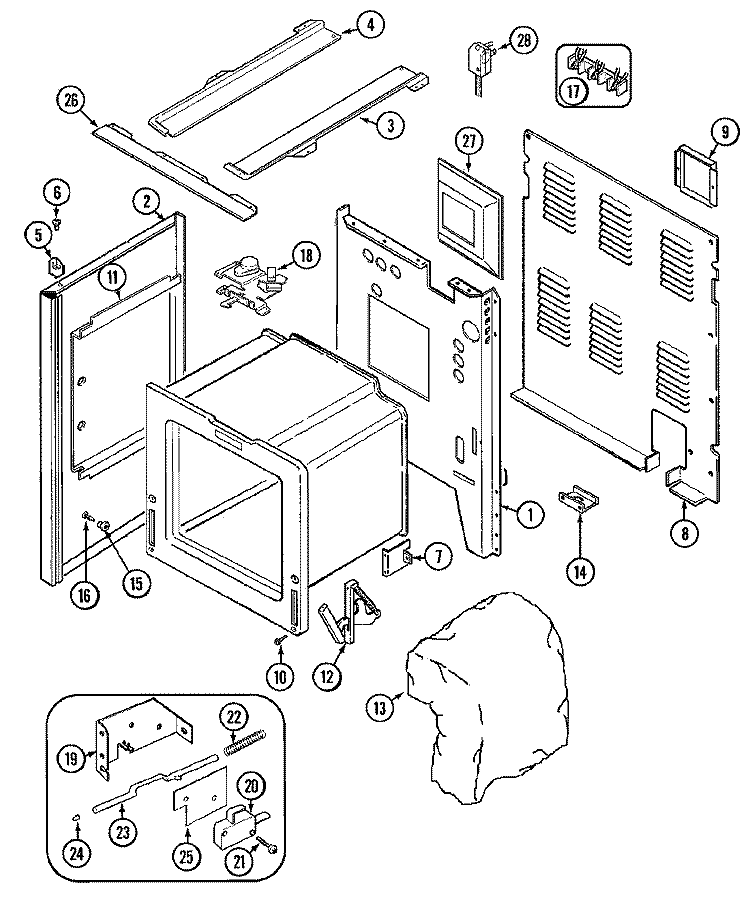 BODY Diagram and Parts List for JER8850ACW  Jenn-Air Range