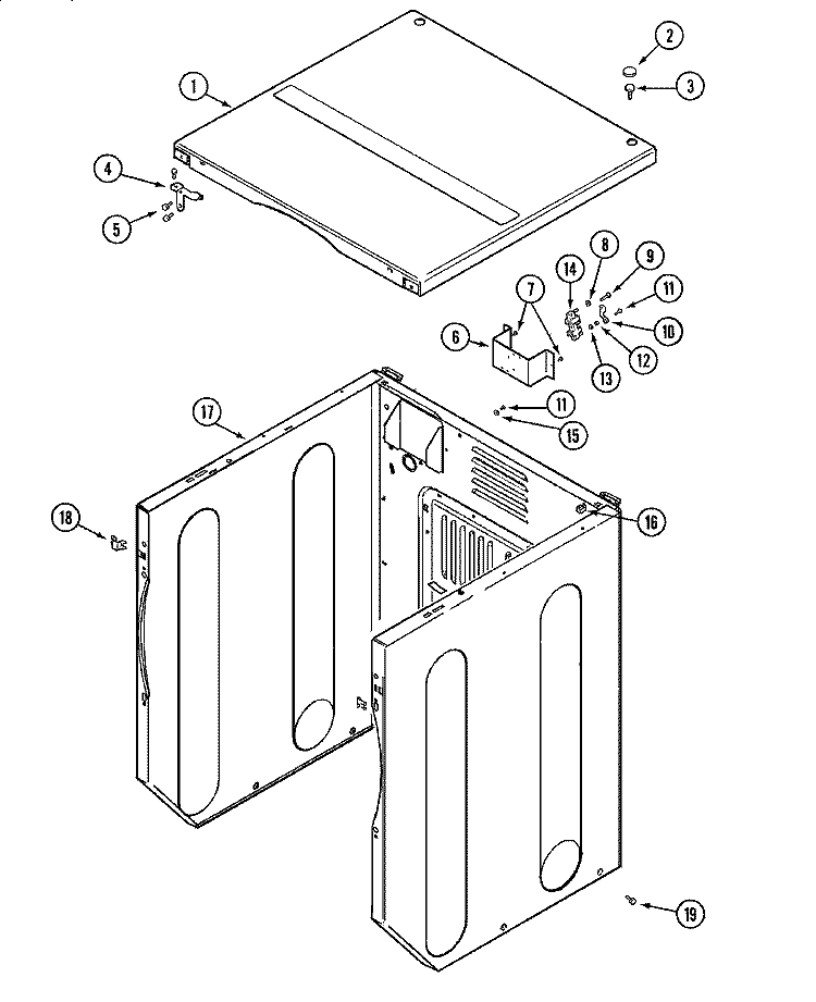 CABINET - FRONT (UPPER) Diagram and Parts List for MUE15MNAGW  International Dryer