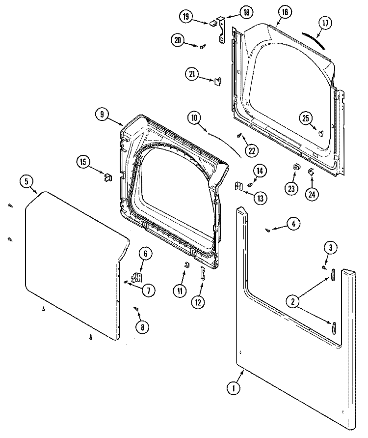 DOOR (LOWER) Diagram and Parts List for MHE15MNAGW  International Dryer