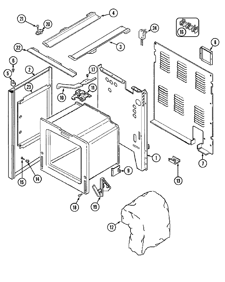BODY Diagram and Parts List for CER3760ACA  Magic Chef Range