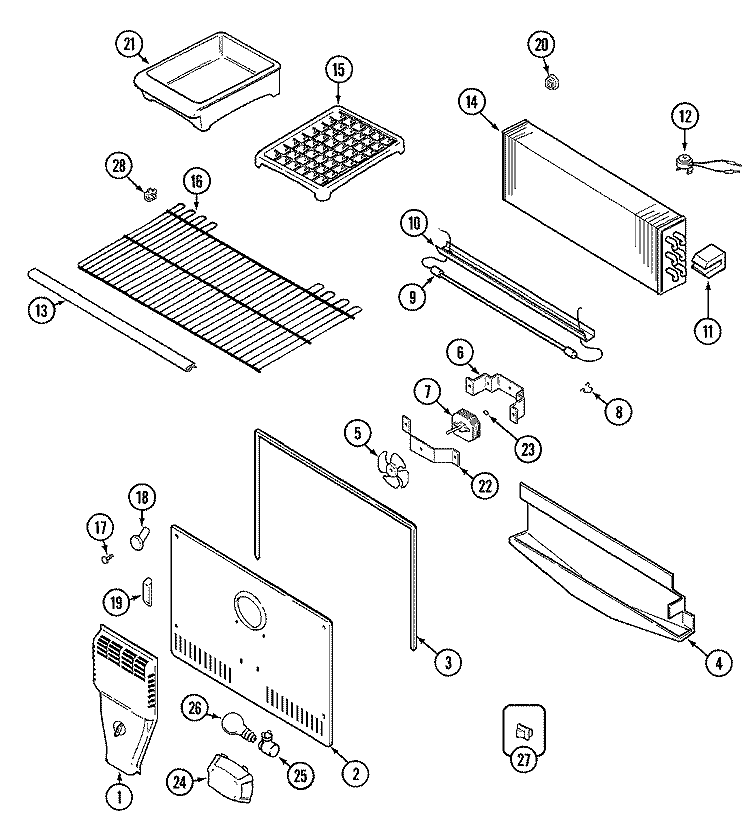 FREEZER COMPARTMENT Diagram and Parts List for MTB1948ARA  Maytag Refrigerator