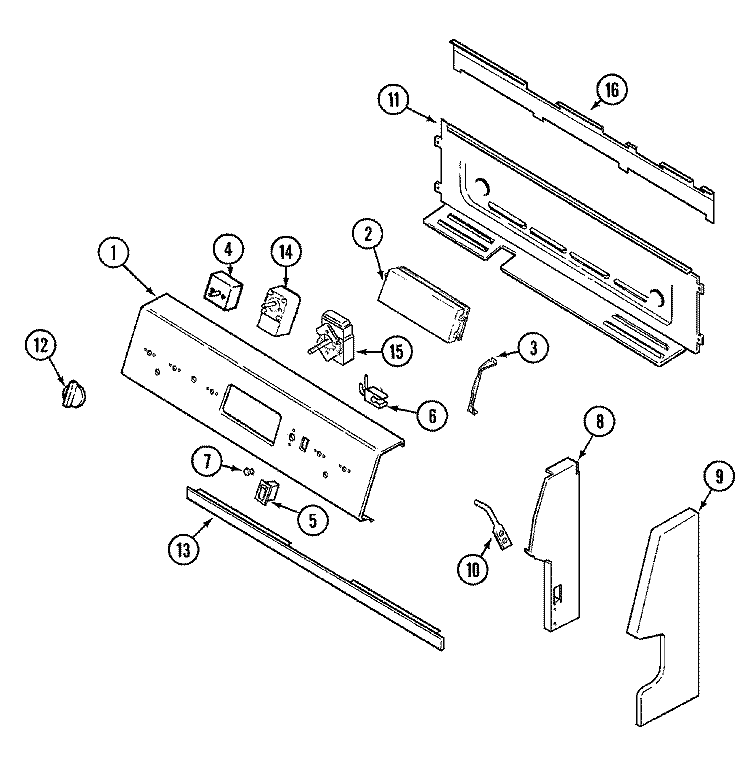 CONTROL PANEL Diagram and Parts List for MER4320AGH  Maytag Range