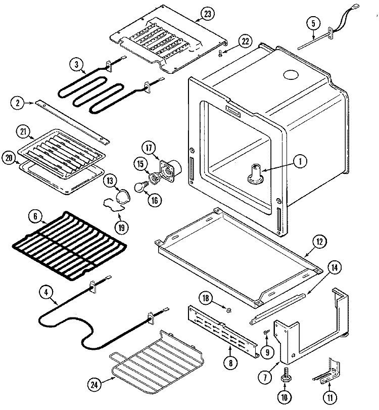 OVEN / BASE Diagram and Parts List for MER5570AAA  Maytag Range