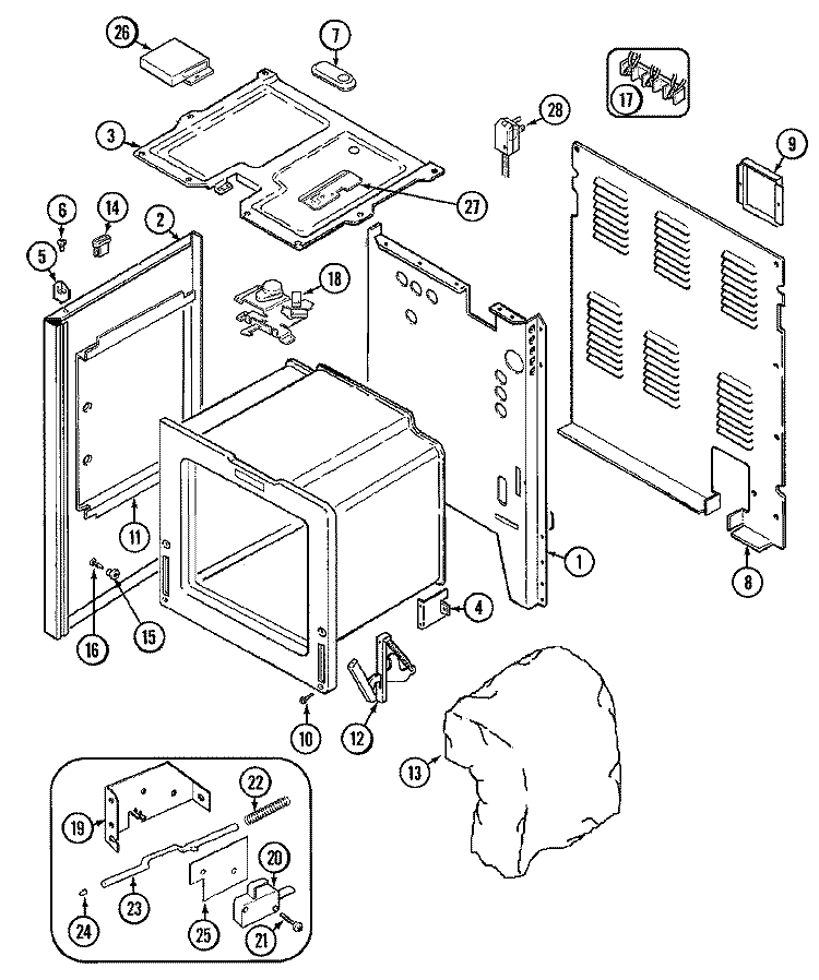 BODY Diagram and Parts List for MER5570ACA  Maytag Range