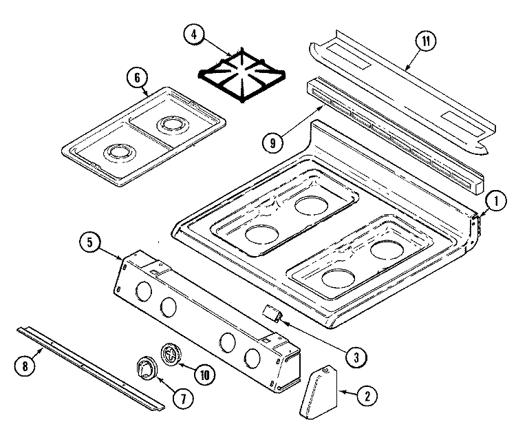 TOP ASSEMBLY Diagram and Parts List for MGR5770BDW  Maytag Range