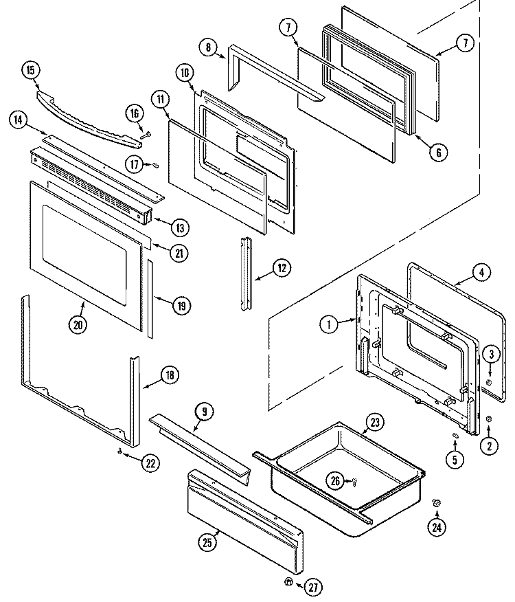 DOOR / DRAWER Diagram and Parts List for MGR5750ADQ  Maytag Range