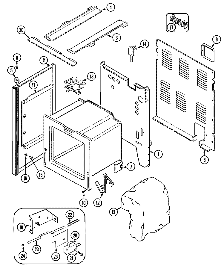 BODY Diagram and Parts List for MER5770ACW  Maytag Range