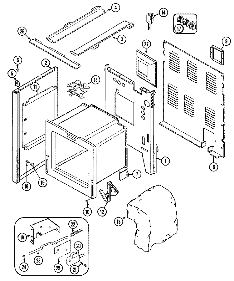 BODY Diagram and Parts List for MER5870ACW  Maytag Range