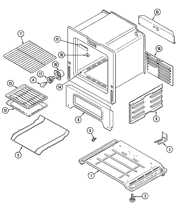 OVEN / BASE Diagram and Parts List for CRL7400CAL  Maytag Range