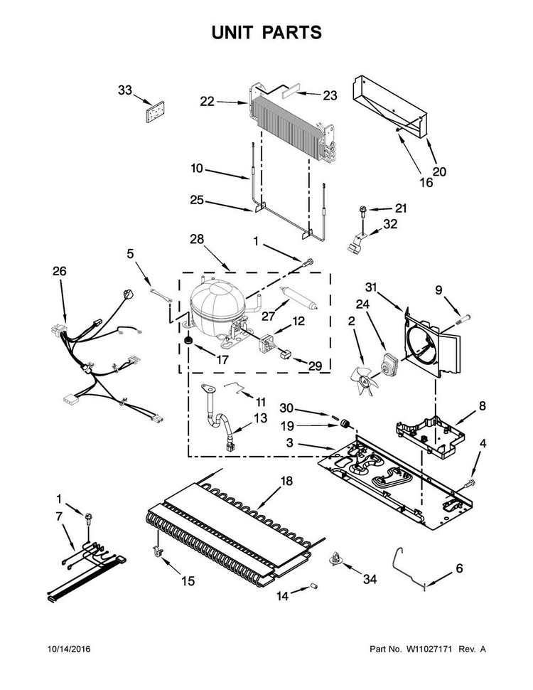 Unit Parts Diagram and Parts List for MBL1957FEZ01  Maytag Refrigerator
