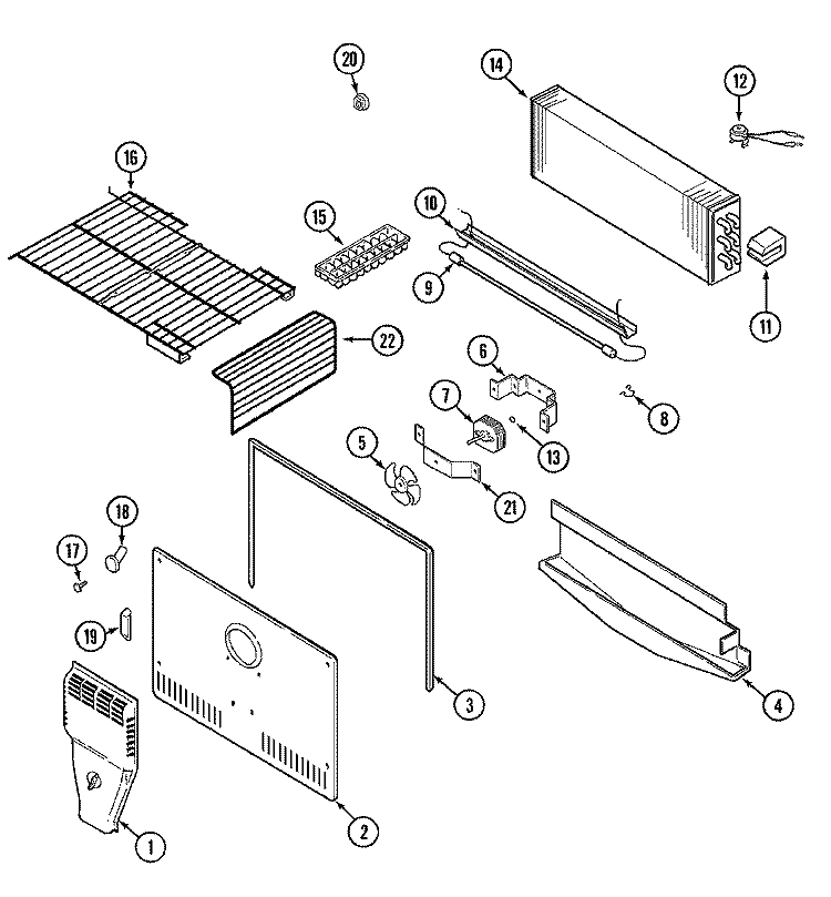 FREEZER COMPARTMENT Diagram and Parts List for GT1916PXCA  Maytag Refrigerator