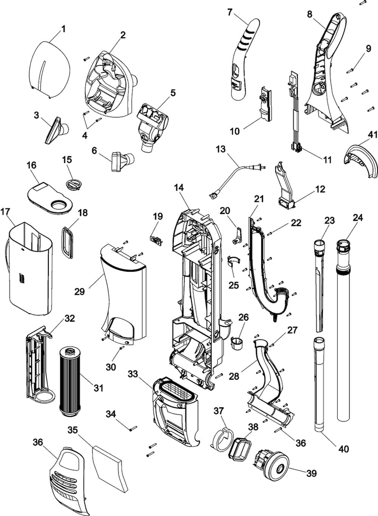 Upper Assembly Diagram and Parts List for U8173-900  Hoover Upright Vacuum